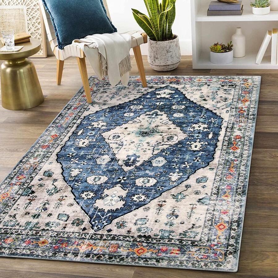 Boho Tribal Blauw Vloerkleed 90x150cm Stijlvol Woonkleed met Etnische Print vloerkleed