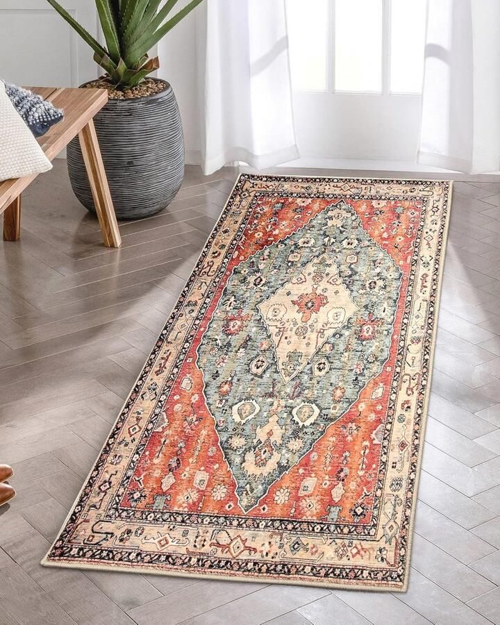 Boho Vloerkleden 60 x 130 cm Zacht en Wasbaar Tapijt voor Slaapkamer en Woonkamer