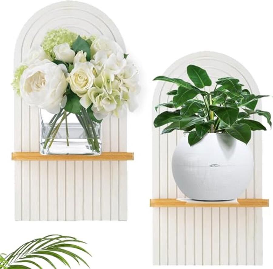 Boho Wandplank Set 2 Stuks Decoratie voor Woonkamer Badkamer Slaapkamer en Kantoor