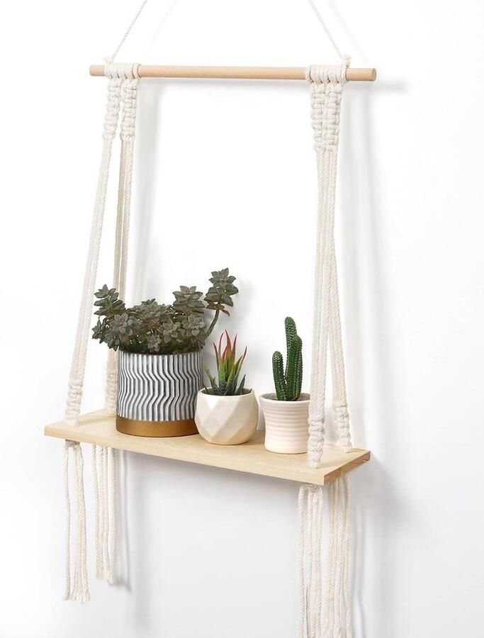 Boho Wandrek Houten Wanddecoratie Geschikt voor Elke Ruimte 1 stuk Natuurkleur Hout 70x22cm