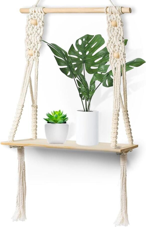 Boho Wandrek van Hout Wanddecoratie voor Elke Ruimte 1 stuk Natuurlijk Kleur Hout