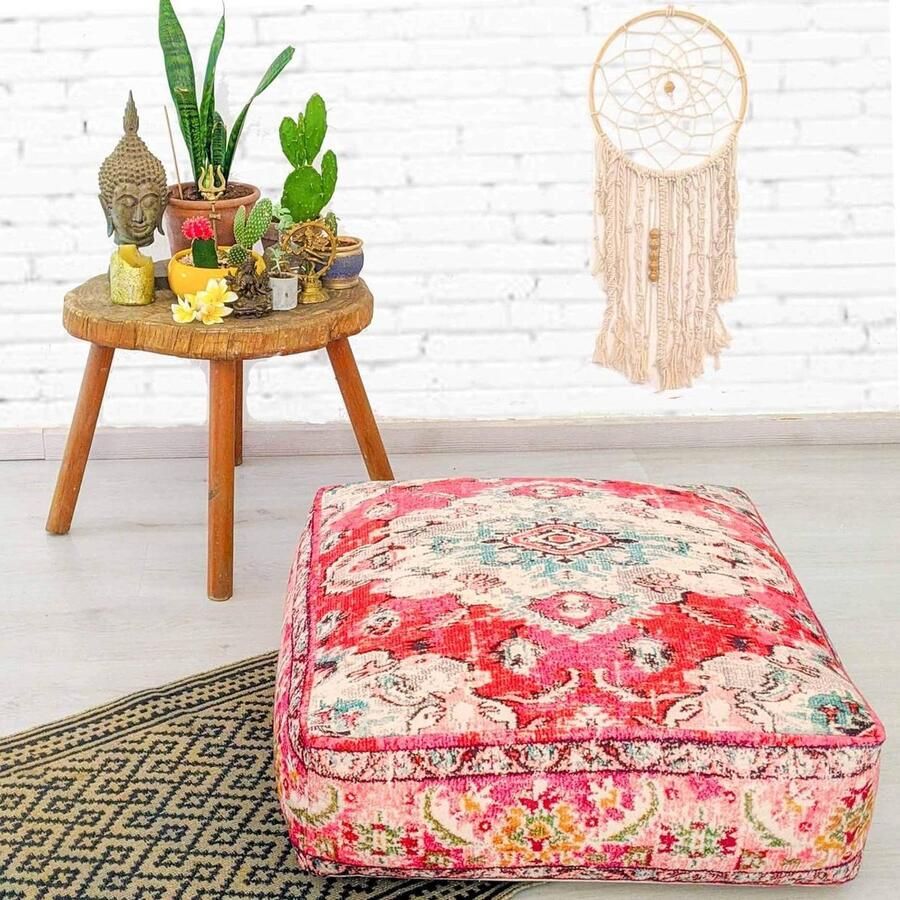 Boho Yoga Decor Vloer Kussenhoes 60x20 cm Vierkante Meditatie Tapijt Kussensloop Gedrukte Katoenen Deken Poef floor pillow