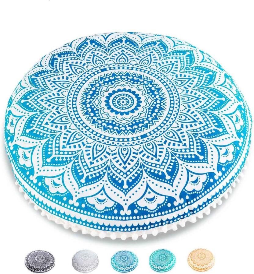 Boho Yoga Decor Vloer Kussenhoes 75 cm Ronde Meditatie Tapijt Kussensloop Gedrukte Katoenen Deken Poef met Mandala Print floor pillow