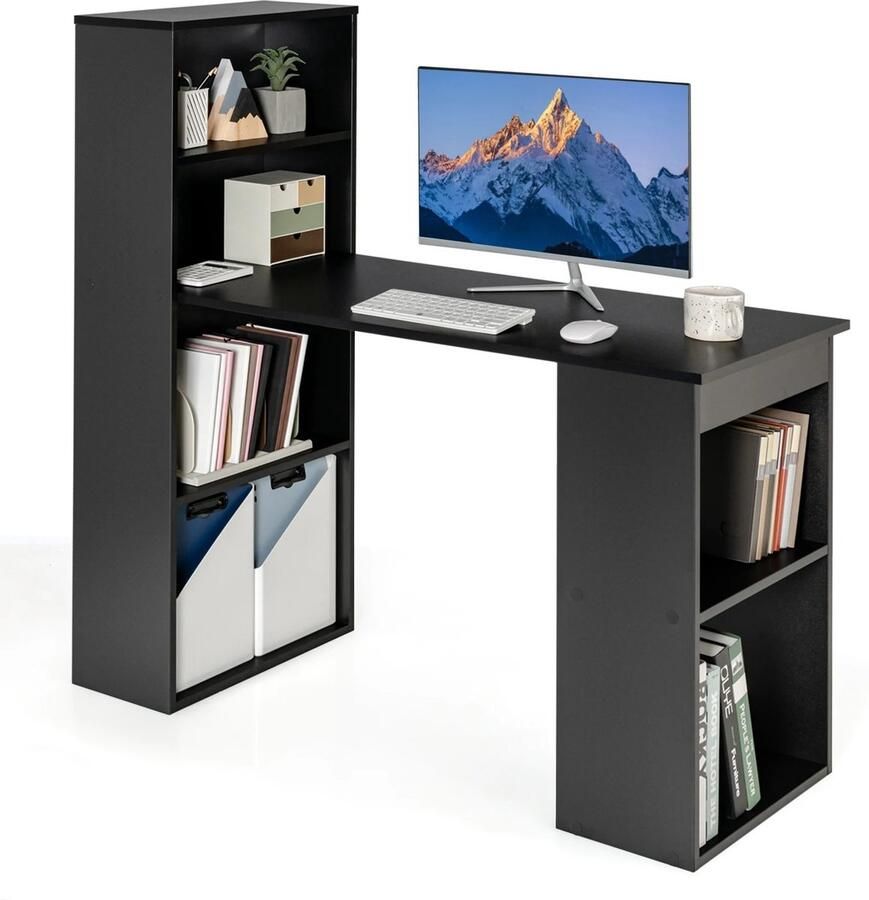 Boleen Bureau met boekenkast Bureau Bureaus Voor Thuis kantoor Modern 121x51x120cm Multifunctioneel