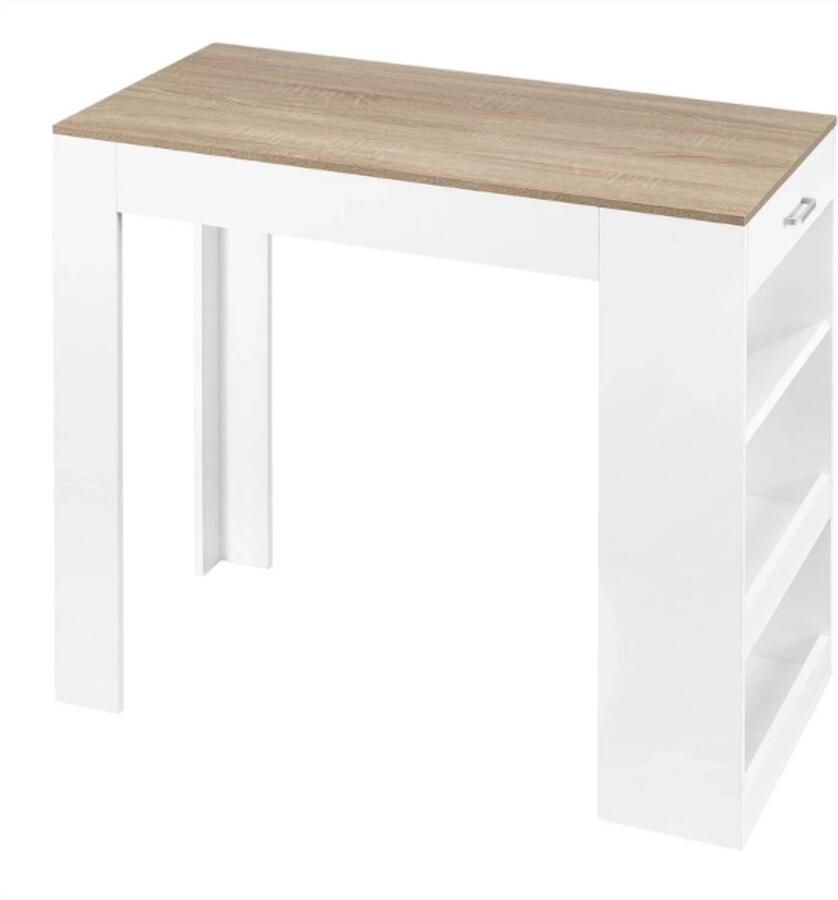 Boleen Cocktail Bartafel Bartafels Bar Tafel Bartafel Keuken Eiland Verplaatsbaar Wijnrek 100x100x50cm Wit