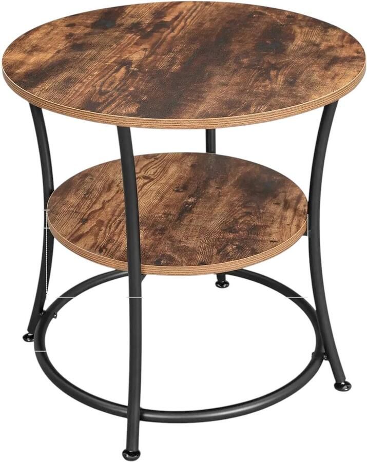 Vasagle Vasalge Ronde Bijzet Tafel Bijzettafel Rond Bijzettafeltjes Woonkamer Ø55cm 2 Planken Rond