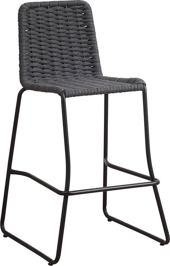 Bolt Edge Barkruk Rotan Antraciet Zwart Rieten Rugleuning 74cm Hoog Voor Buiten