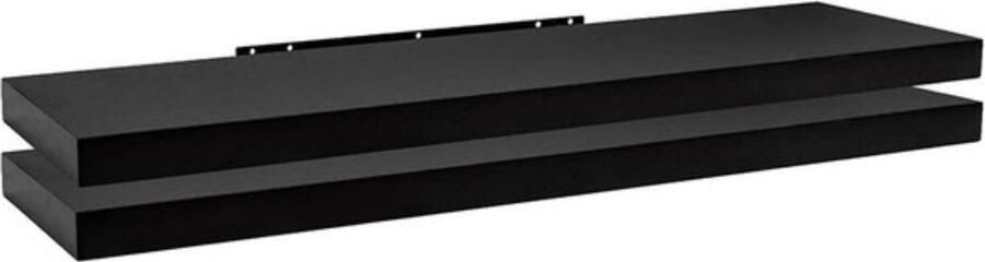 Bolt Edge Wandplank Zwart Hout Zwevend 80cm Set van 2 Fotoplank Kinderkamer