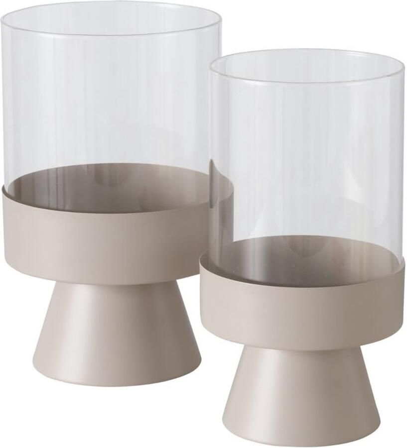 Boltze Lantaarn Pallas (Kroonluchter van gepoedercoat ijzer en helder glas beige rond 2-delig) 2034703