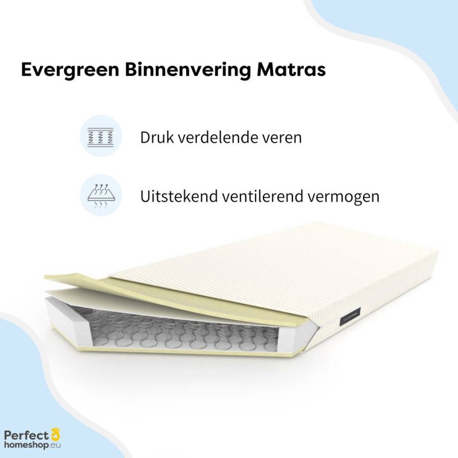 Bonell Matras 150x210 – Antibacterieel – 19 cm hoog – Binnenvering Matras Met Wasbare Tijk – Bonellvering en Koudschuim – Evergreen