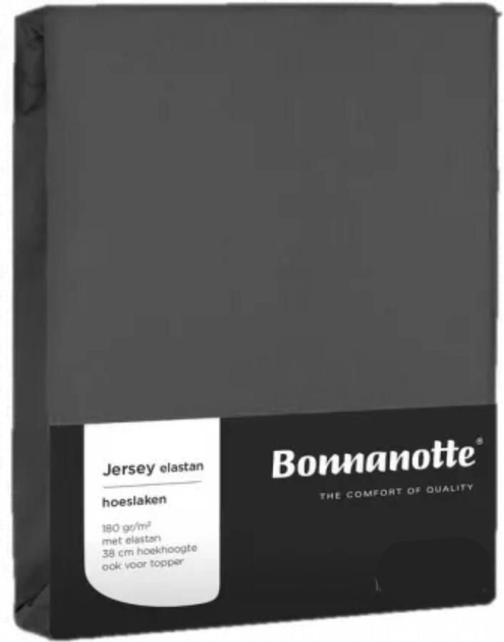 Bonnanotte Jersey Split Hoeslaken Maat 140-160x 200-220 Voor Topper of Matras Zware Kwaliteit Met elastiek rondom 95% Katoen 5% Elastaan Antraciet Grijs