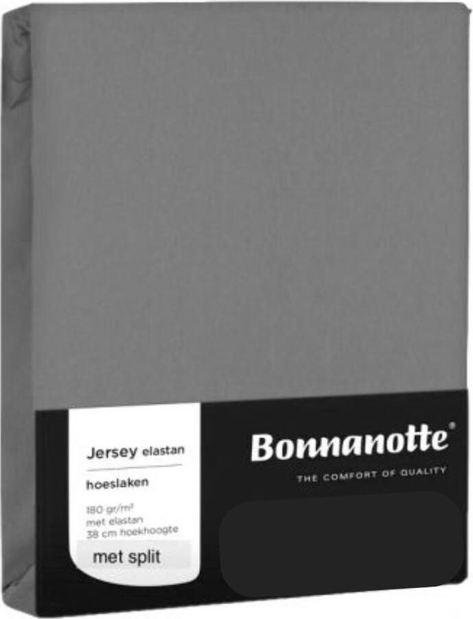 Bonnanotte Jersey Split Hoeslaken Maat 140-160x 200-220 Voor Topper of Matras Zware Kwaliteit Met elastiek rondom 95% Katoen 5% Elastaan Midden Grijs