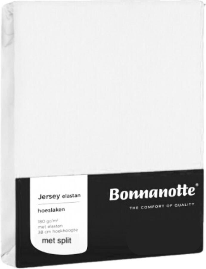 Bonnanotte Jersey Split Hoeslaken Maat 140-160x 200-220 Voor Topper of Matras Zware Kwaliteit Met elastiek rondom 95% Katoen 5% Elastaan Wit