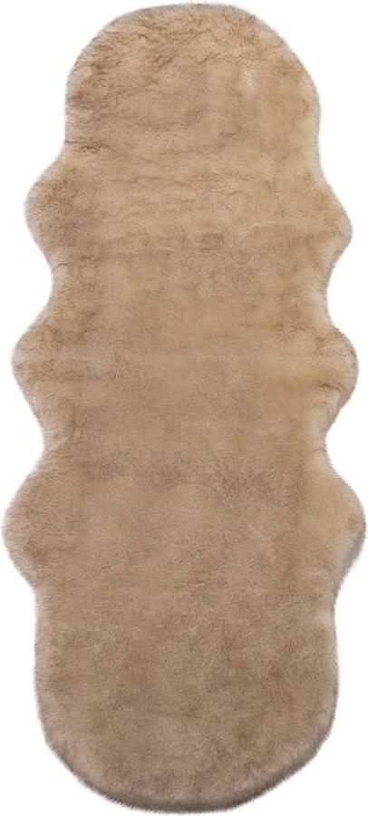 Bonttapijten van schapenvacht kunstbont wollig langharige vachtlook decoratieve vacht voor stoelen bank woonkamer slaapkamer wit + bruin (170-180) x 60 cm