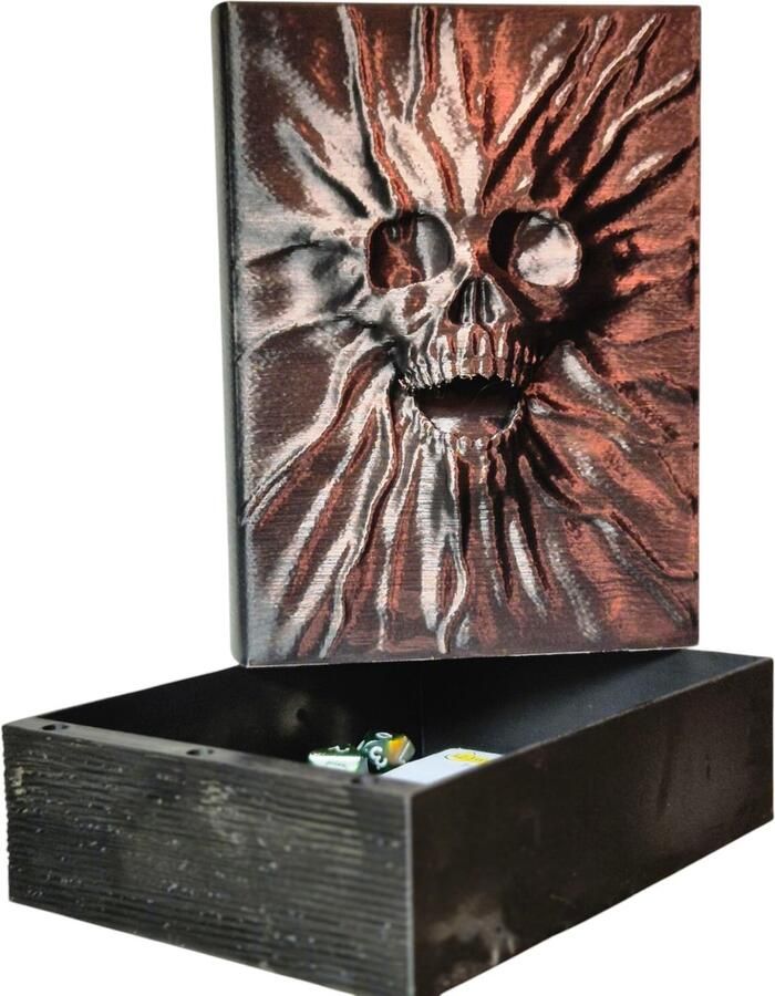 Book case storage box skull brons