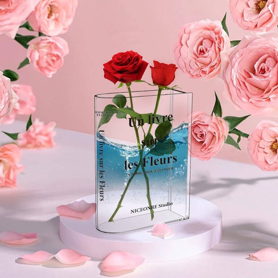 Book vase book vase for flowers transparent book vase tulip vase acrylic book vase transparent vase for flowers cute bookcase decoration for floral arrangements centerpieces and