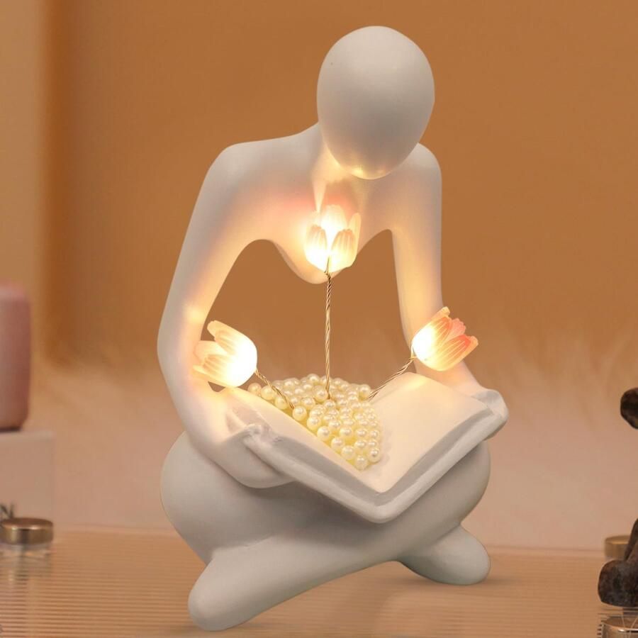 Bookcase decoration book lamp tulips book decoration bookcase lamps decoration aesthetic bookcase aesthetic room decoration figures living room reading mat gifts