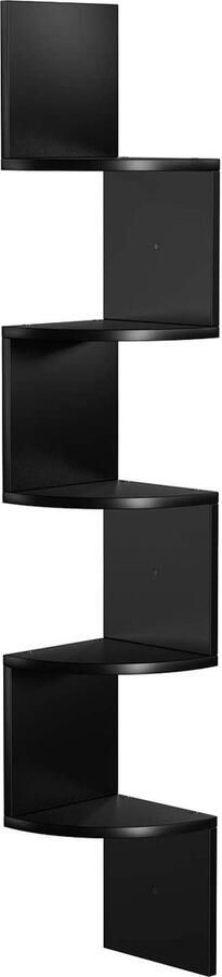 Rootz Living Rootz Bookshelf Wall Mounted Corner Shelf Floating Shelf Zwart Walnut Engineered Wood 20 x 20 x 127 5 cm - Foto 2