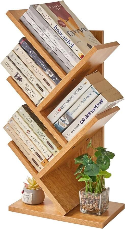 Boom Boekenplank moderne houten opbergkast 4 planken houtkleur smal