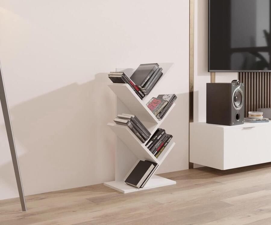 Boom Boekenplank Vloerstaande Boekenkast 5 Planken Wit