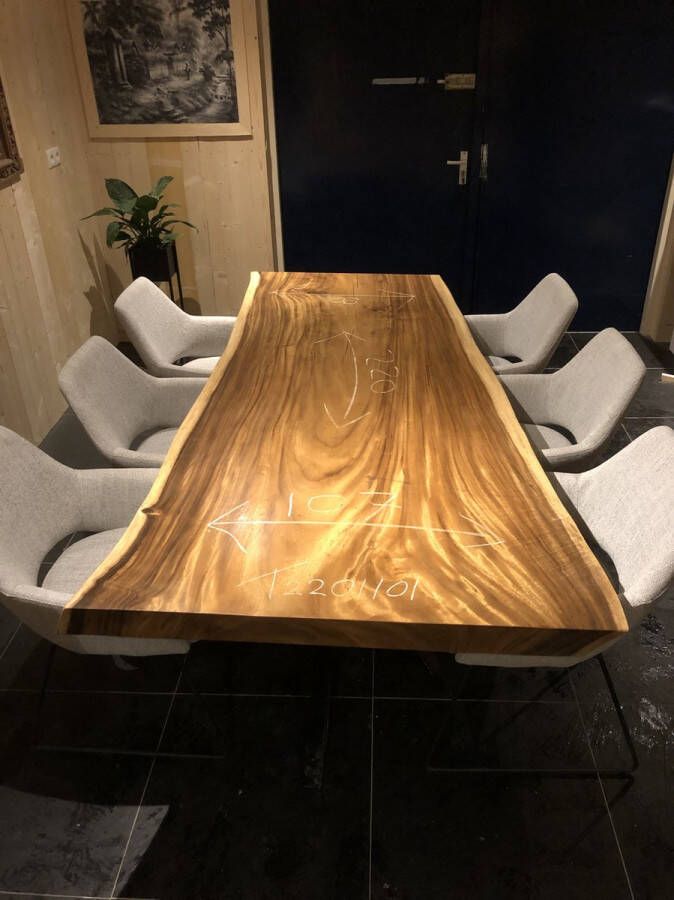 Boomstamtafel Suar Hout 220 x 110 cm X-poten - Foto 2