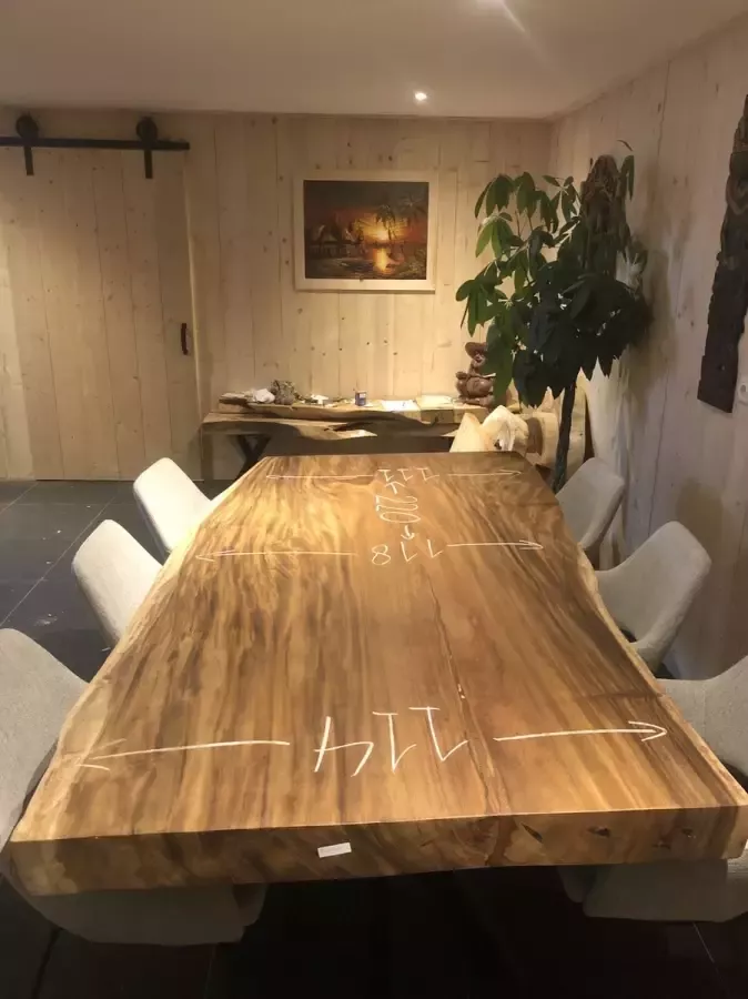 Boomstamtafel Suar Hout 220 x 120 cm X-poten