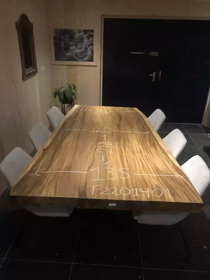 Boomstamtafel Suar Hout 220 x 140 cm X-poten