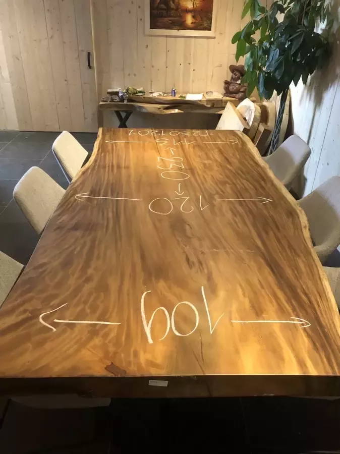 Boomstamtafel Suar Hout 230 x 120 cm X-poten - Foto 2