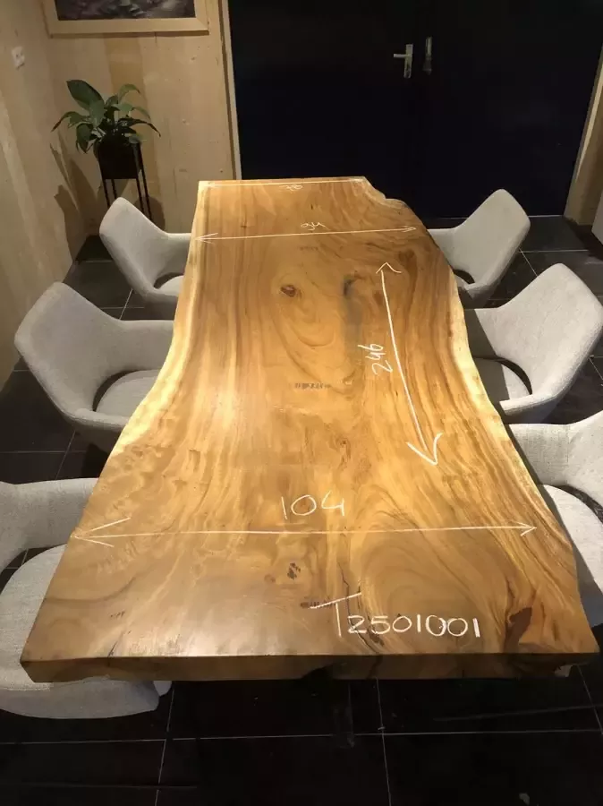 Boomstamtafel Suar Hout 250 x 100 cm X-poten