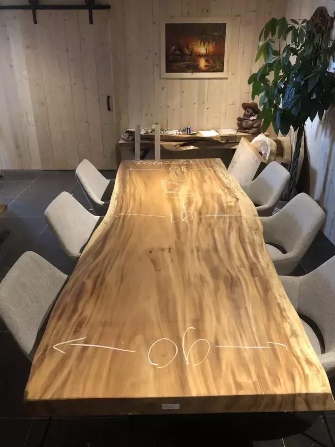 Boomstamtafel Suar Hout 250 x 90 cm X-poten