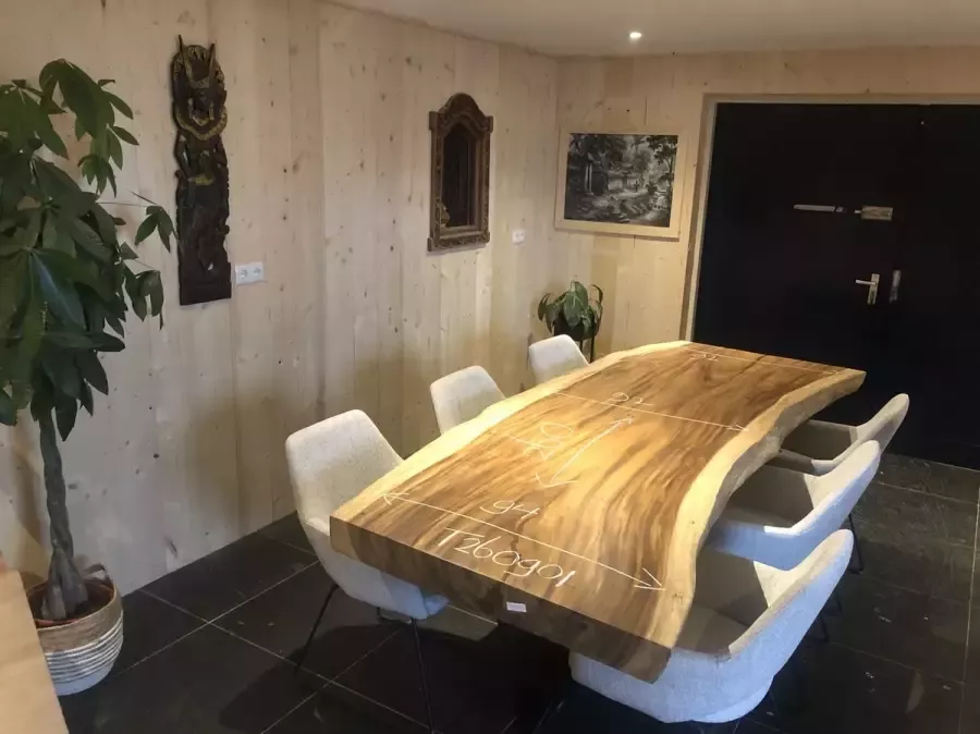 Boomstamtafel Suar Hout 260 x 90 cm X-poten