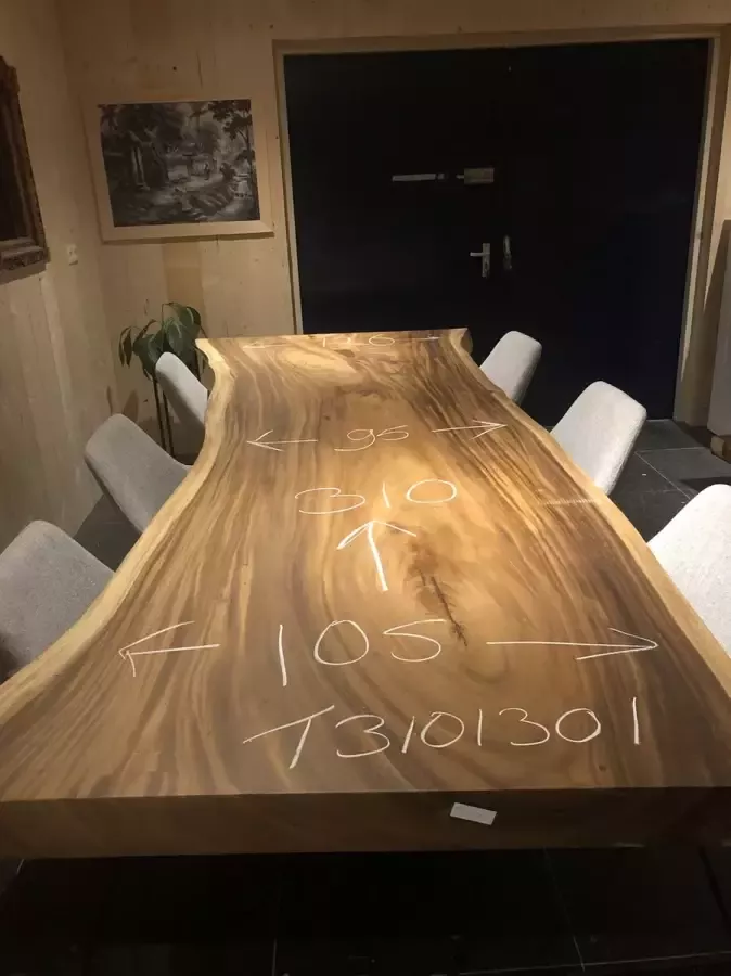 Boomstamtafel Suar Hout 310 x 130 cm X-poten