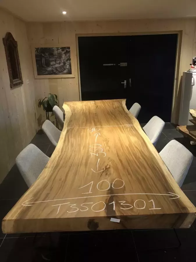 Boomstamtafel Suar Hout 350 x 130 cm X-poten