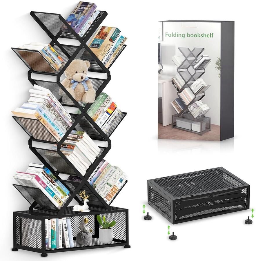 Boomvorm Boekenkast Ruimtebesparend Hoekrek 9 Niveaus