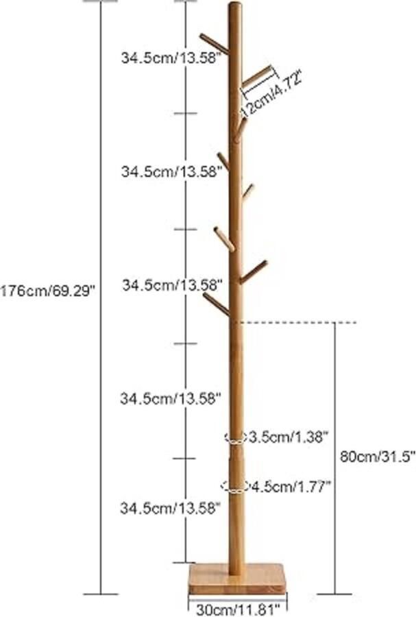 Boomvormige kapstok kapstok stand 30D x 30W x 175H centimetres