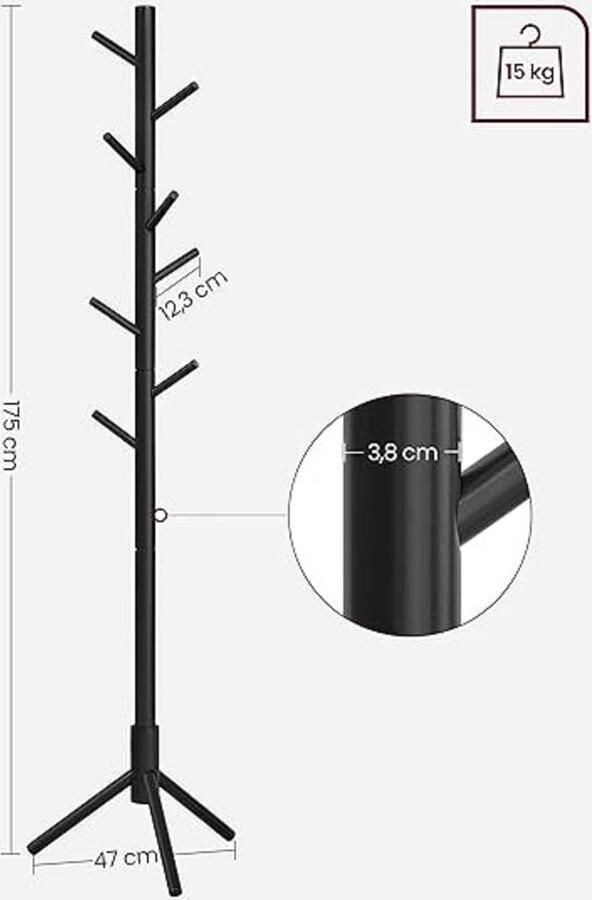 Boomvormige kapstok kapstok stand 47D x 47W x 175H centimetres