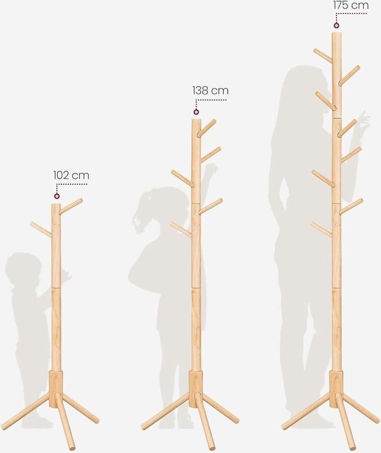 Boomvormige kapstok kapstok stand boomvormig met 8 haken voor kleding hoeden tassen gang entree Duurzaam robuust stabiel