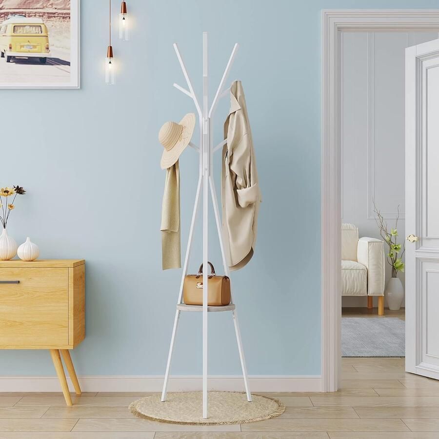 Boomvormige Kapstok met Haken en Planken voor Kleding en Accessoires Vrijstaand Metaal Kledingrek 45 5 x 45 5 x 180 cm