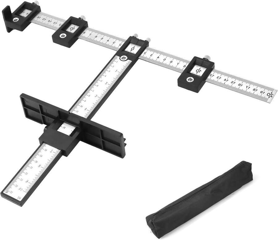Boorpositioneringsliniaal met metrische en imperiale schalen Verstelbare boorsjabloon voor het monteren van handgrepen op meubels