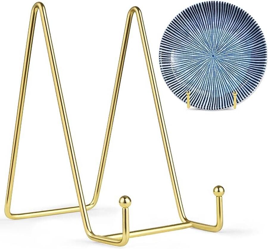 Bordenstandaard Display Houder Sierborden Boeken Hanger Borden Rek Keukenkast Metaal goud 12*7.5*14.7cm