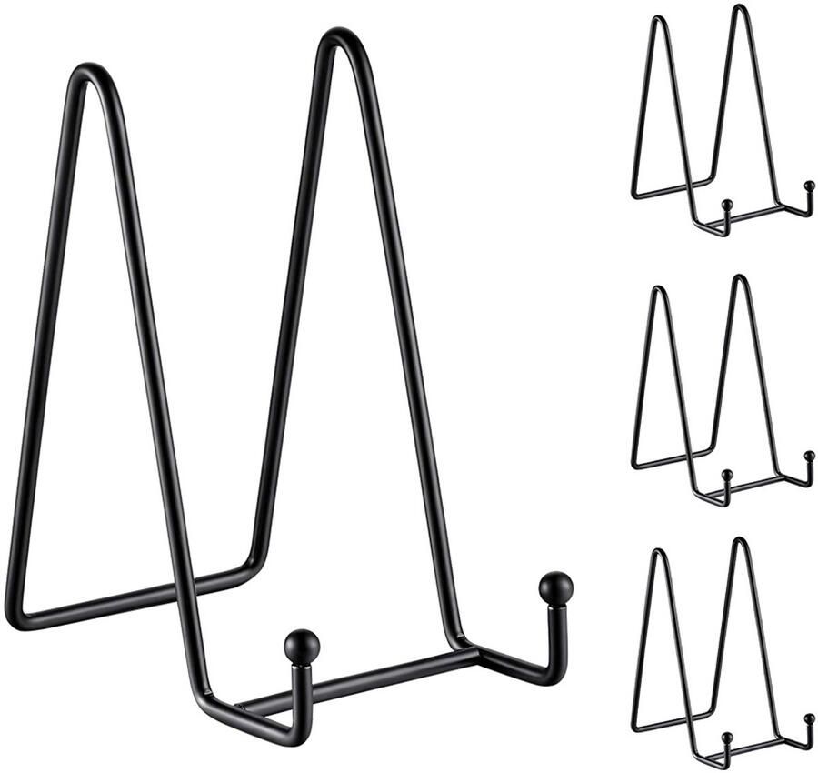 Bordenstandaard Display Zwart Houder Sierborden Boeken Hanger Borden Rek Keukenkast 4pcs