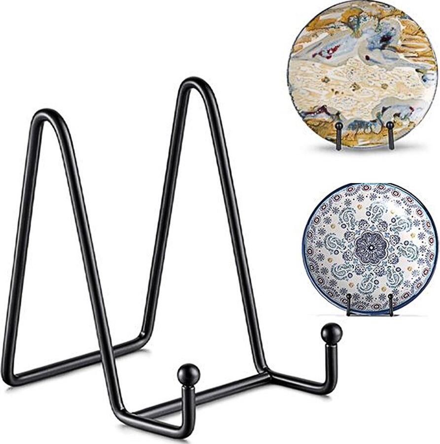 Bordenstandaard-Fotolijstje standaard-18.5x10.5 cm (10 inch) Houder-Sierborden-Zwart -Display Boeken Hanger -Rek Keukenkast- Bordenrek -Bordenhouder- Borden Display-Niet Gemakkelijk Vervormd -Duurzaam Metaal Borden En Boeken Kookboek