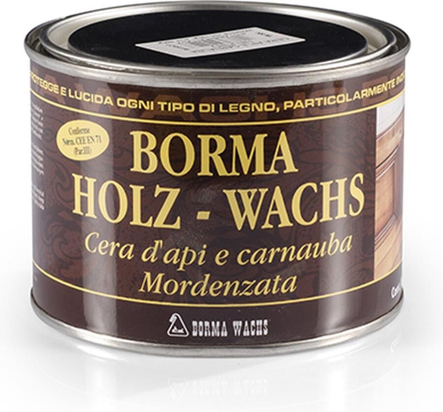 Borma Wachs Holzwachs Meubelwas pasta met pure bijenwas Teak (kleur 17) 500ml