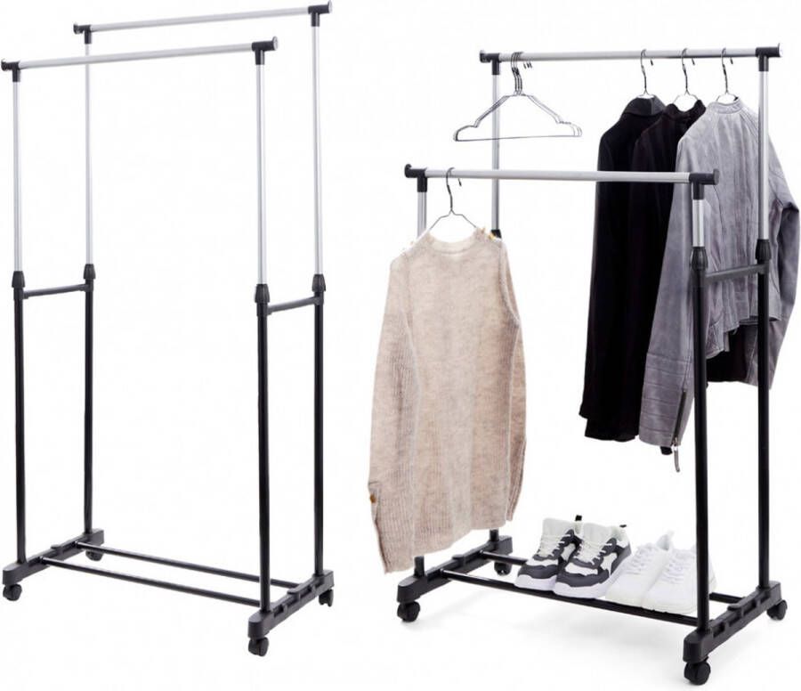 Borvat Telescopische kledingstandaard 2 kledingroedes 4 w