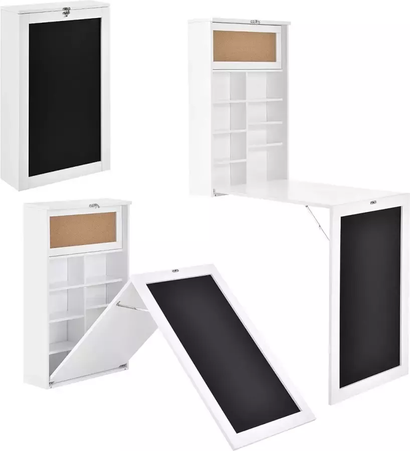 BORZMARKT Klaptafel eettafel voor wandmontage met krijtbord wit