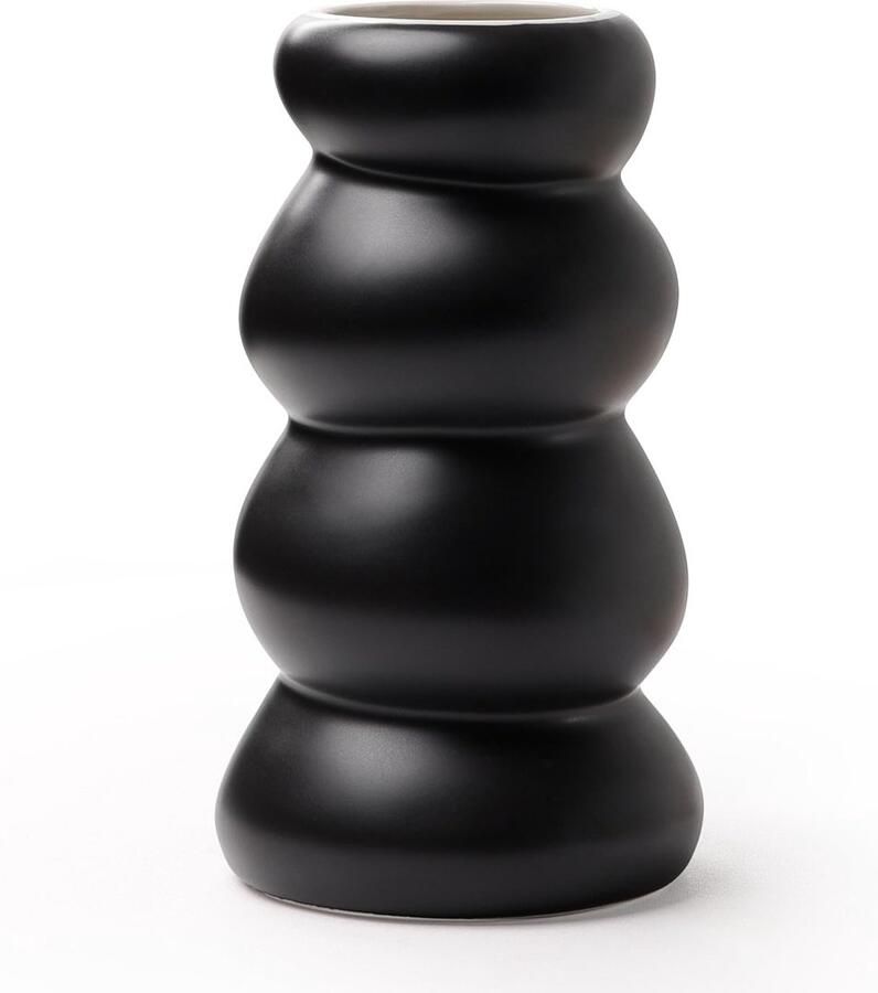 Bosilunlife Keramische Vaas Zwart voor Pampasgras Handgemaakte Vazen Modern Boho Bloemenvaas voor Woonkamer Eettafel Gedroogde Bloemenvaas Cadeau voor Bruiloft & Kantoor