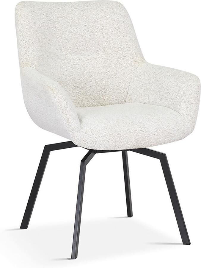 Stozy Bouclé Eetkamerstoel Draaibaar Chrisley Ecru