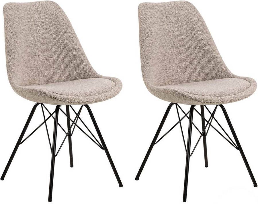 SMUK Bouclé Eetkamerstoel Erina Beige 2 Stuks - Foto 2