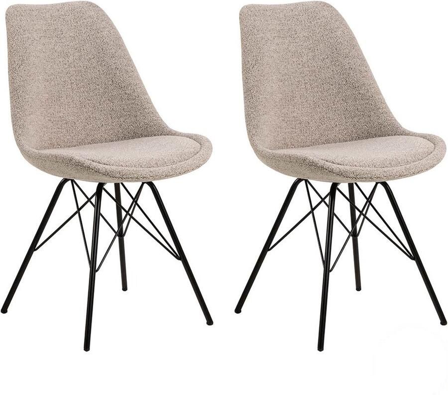 SMUK Bouclé Eetkamerstoel Erina Beige 2 Stuks