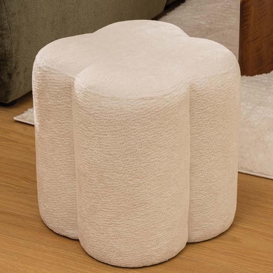 Eazy Living Bouclé Poef Ø 35 cm Rodin Wit